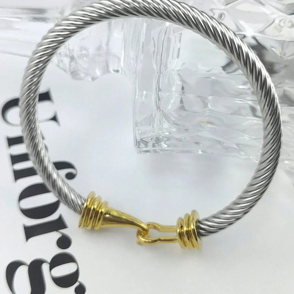 Fashionable Women's Stainless Steel 5mm Cable Wire Bangle - Picture 12 of 12